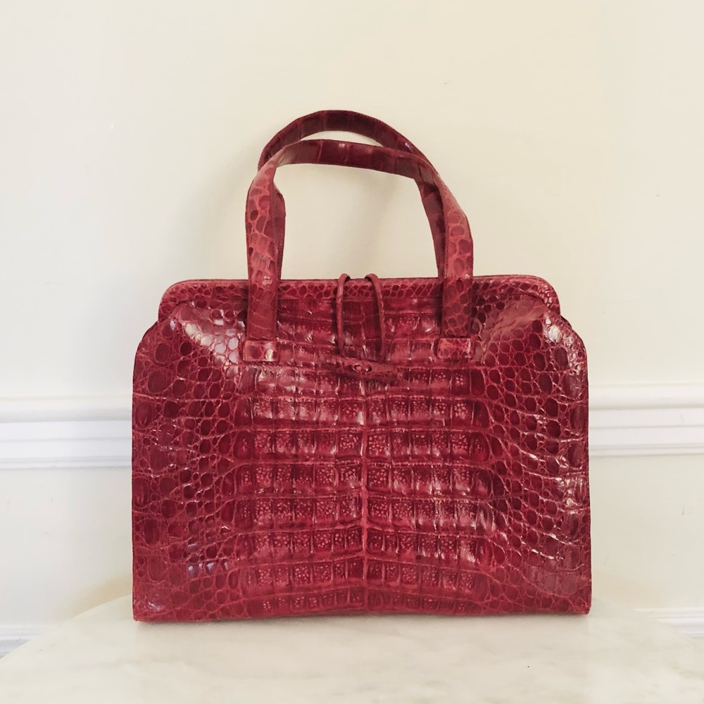 Like New Nancy Gonzales red genuine crocodile bag. Like new !!!